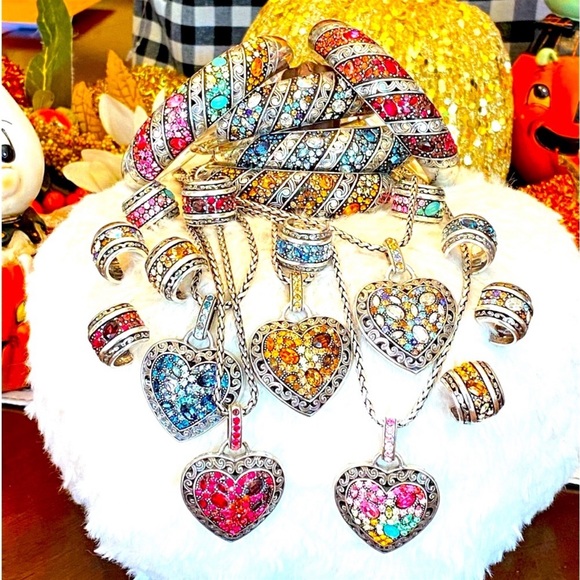 Brighton CRYSTAL VOYAGE Amber Gold Crystal Heart Necklace Bracelet Earrings RARE - Picture 13 of 16